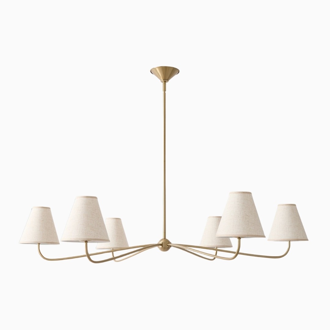Fibura Modern Multi-Light Chandelier – Sleek 2 or 6-Light Design with Linen Shades K1407