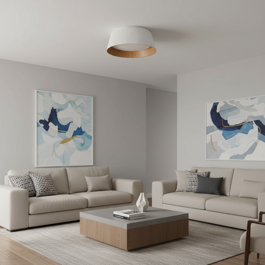 Ribravo Modern Ribbed Textured Shade Ceiling Lamp - Modern Minimalist Lamp for Living Room K2327