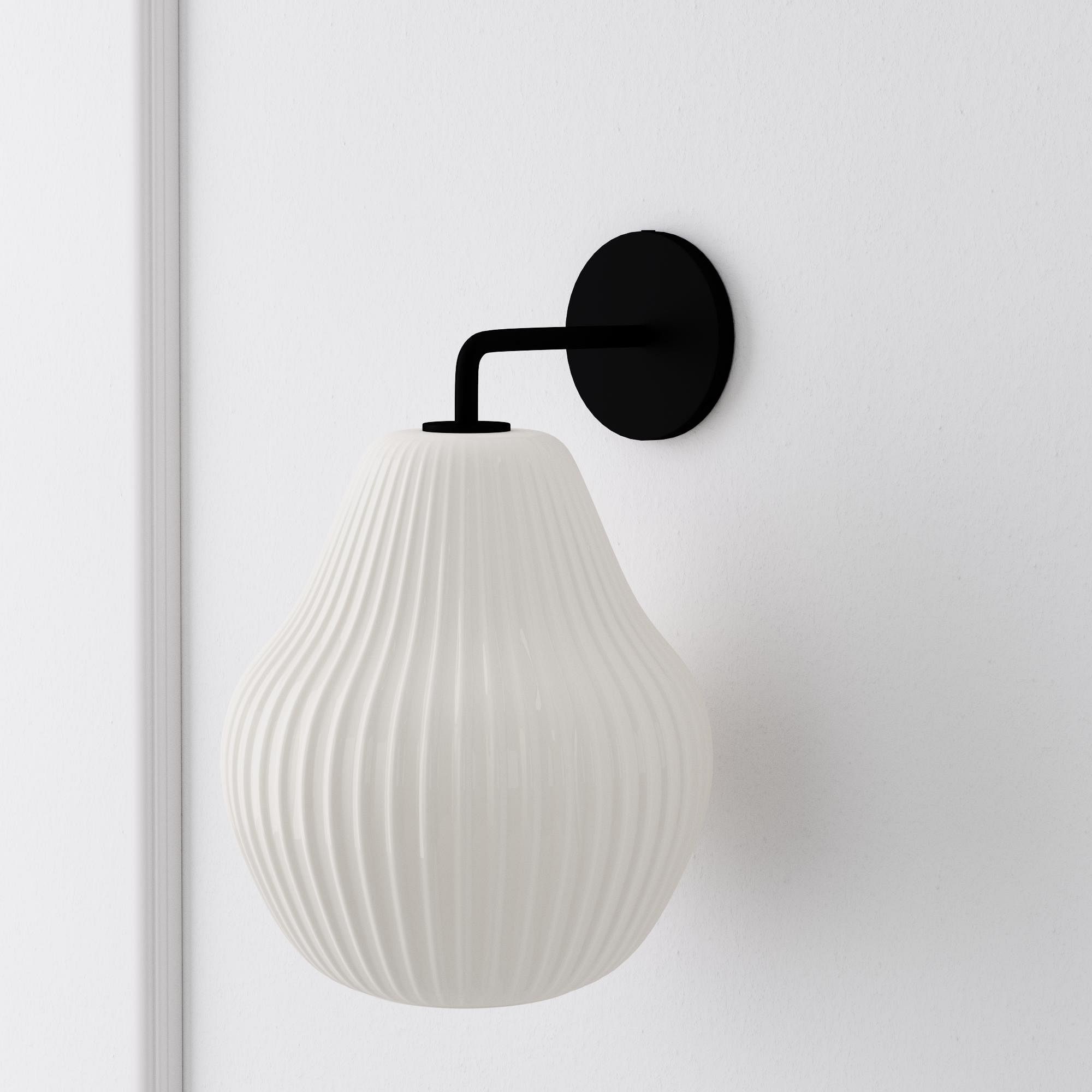 Rivrona Ribbed Glass Wall Sconce - Elegant Modern Lighting for Hallway & Bedroom K1387