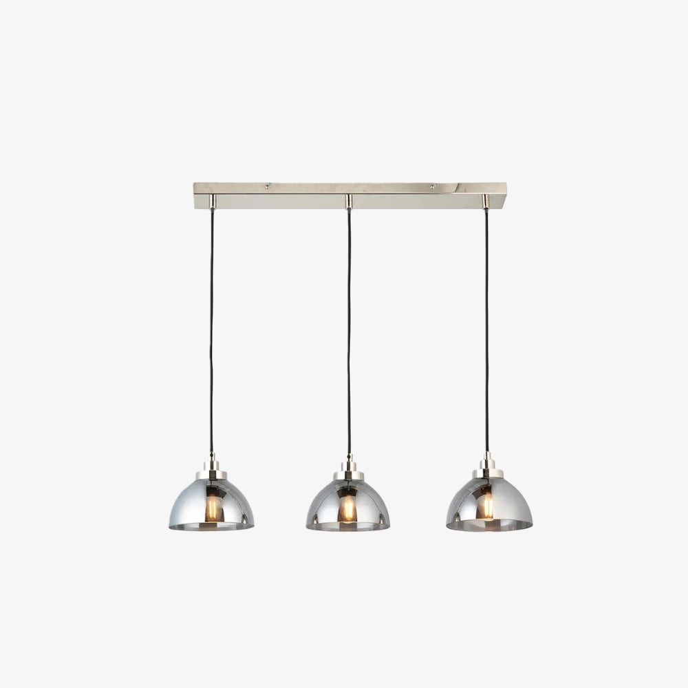 Shimmera 3-Light Linear Pendant - Mirror Glass Shades with Modern Nickel Finish for Dining Rooms K1847