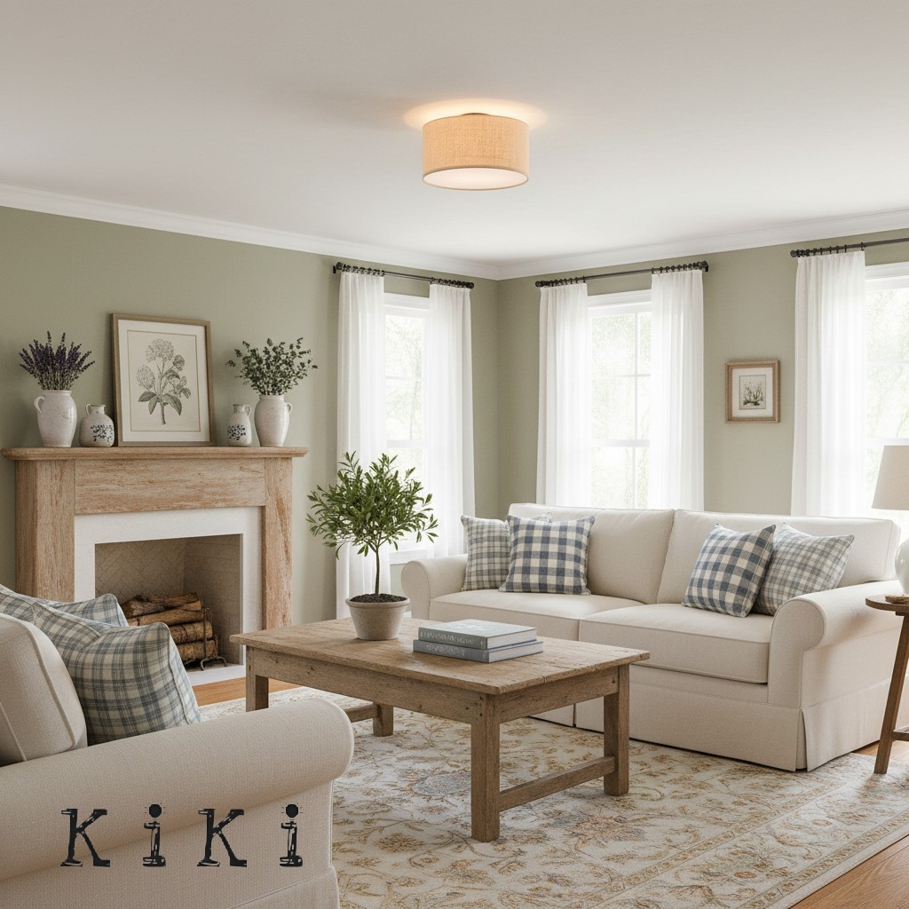 Jelvane Modern Fabric Shade Flushmount – Elegant Drum Ceiling Light for Any Room K1148