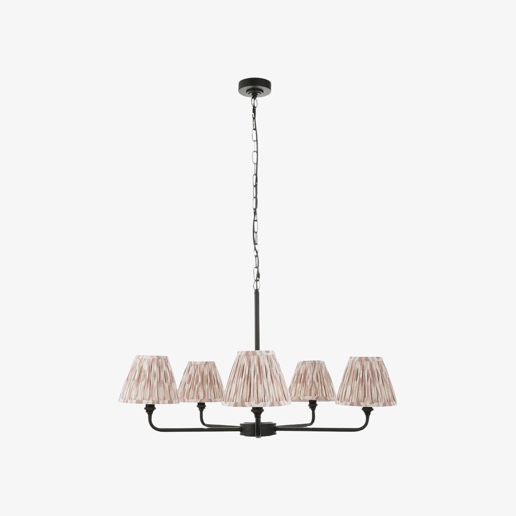 Zevatik Classic Ikat Patterned Fabric Chandelier - Metal Bracket Chandelier K1889