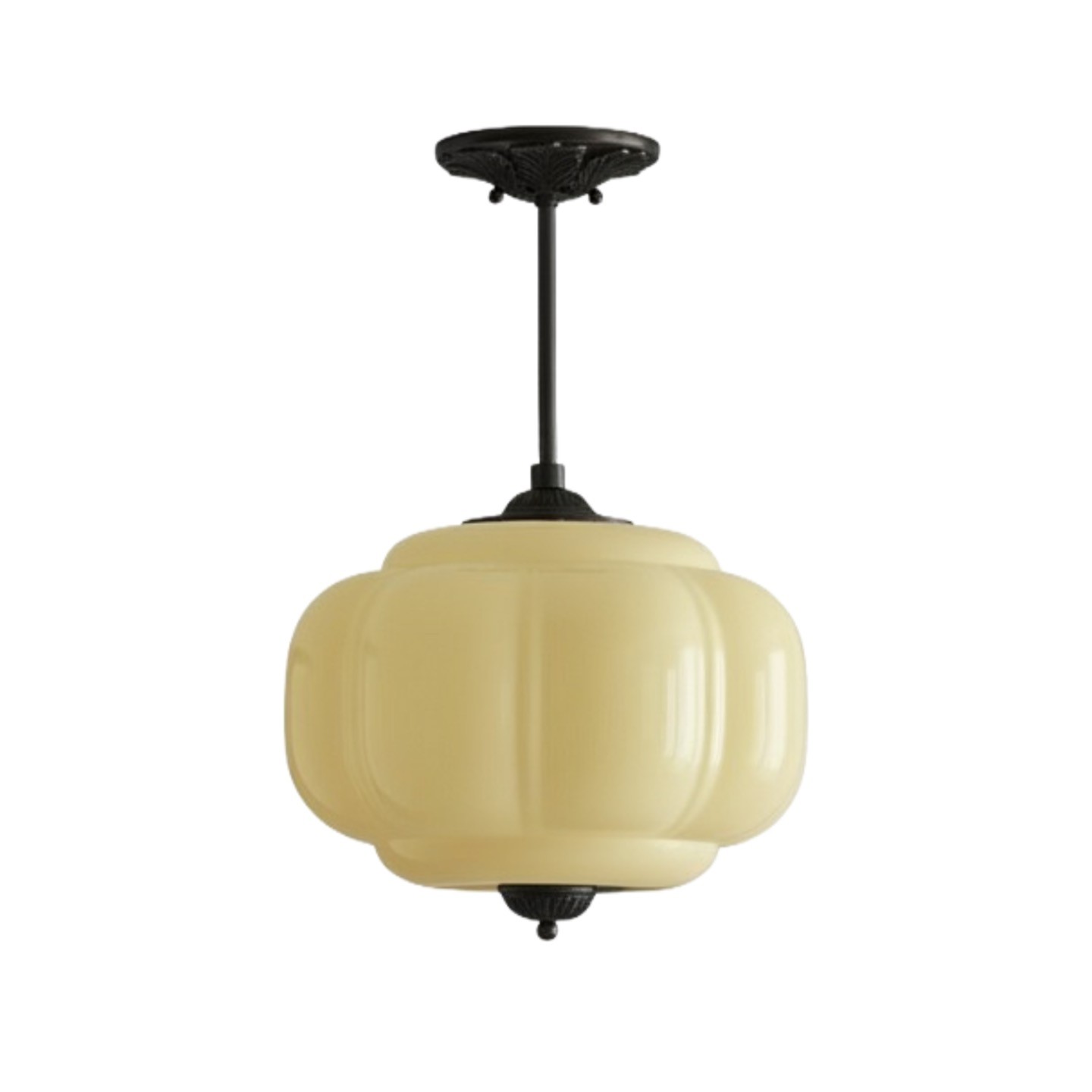 Eloise Vintage Pumpkin Glass Semi-Flush Mount Pendant Light K866