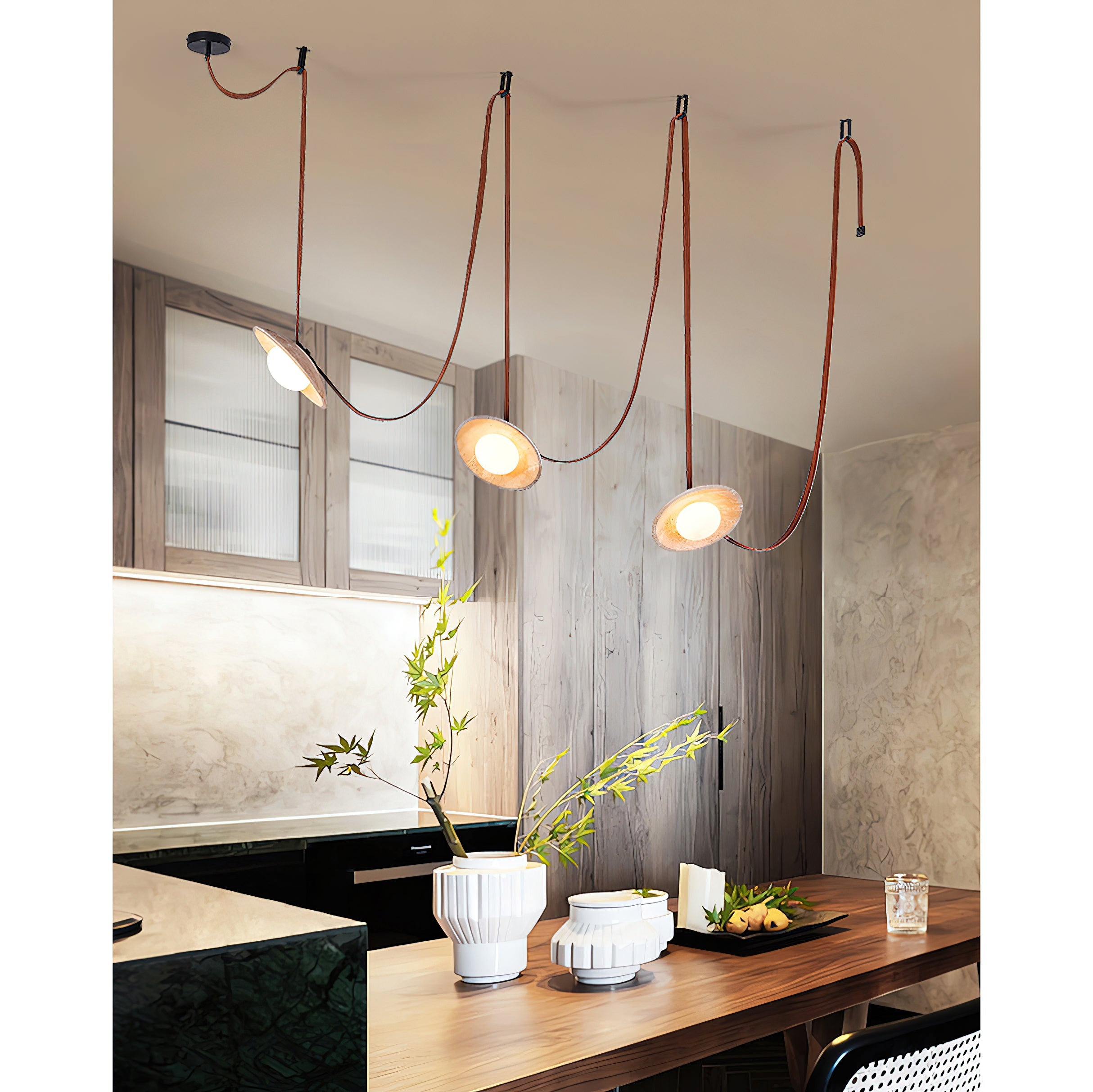 Light Rail Leather Pendant Lamp D688