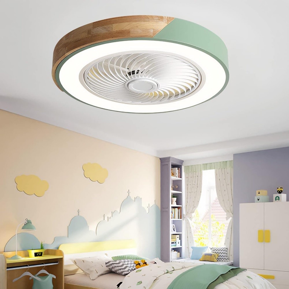 Scandinavian Wooden Round Led Ceiling Fan Light K1110