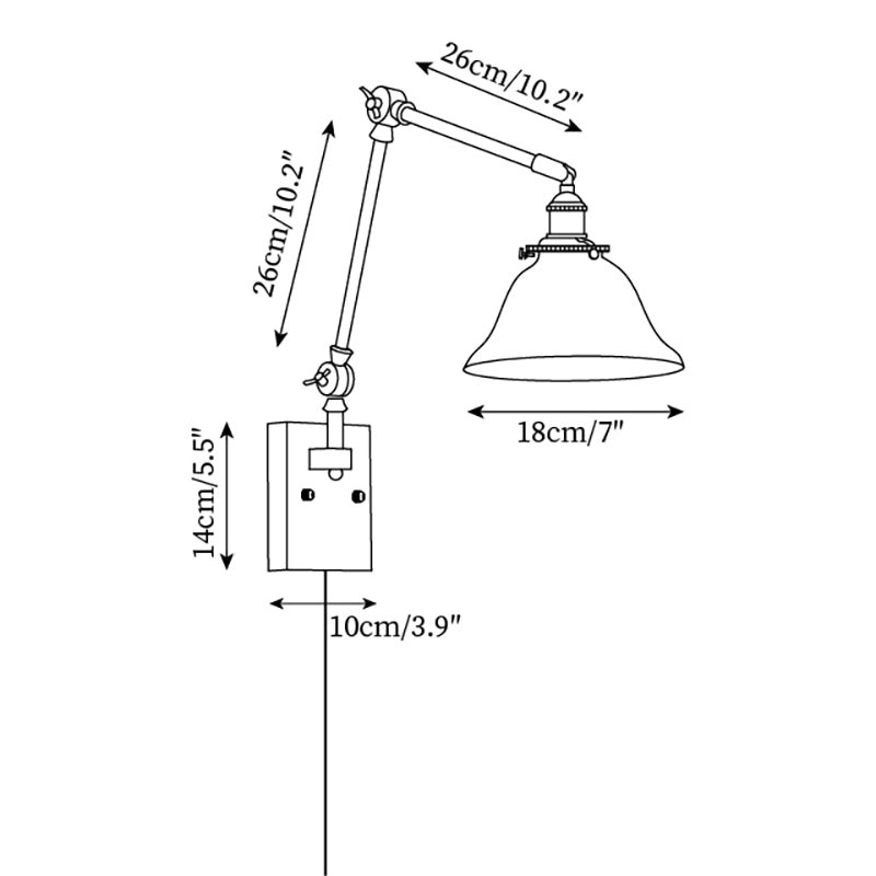 Banker Swing Arm Plug In Wall Light K253