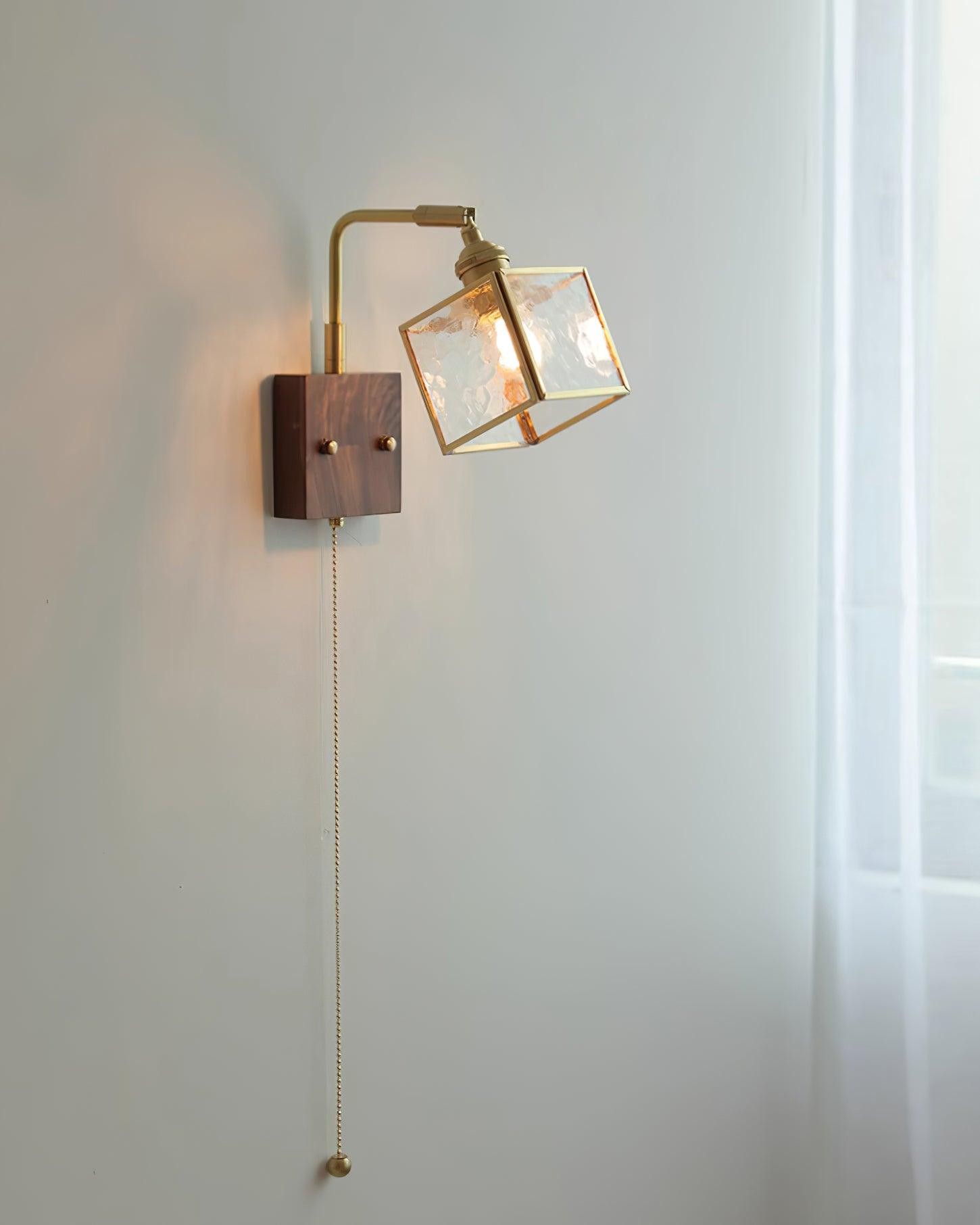 Square Glass Adjustable Wooden Wall Lamp K541