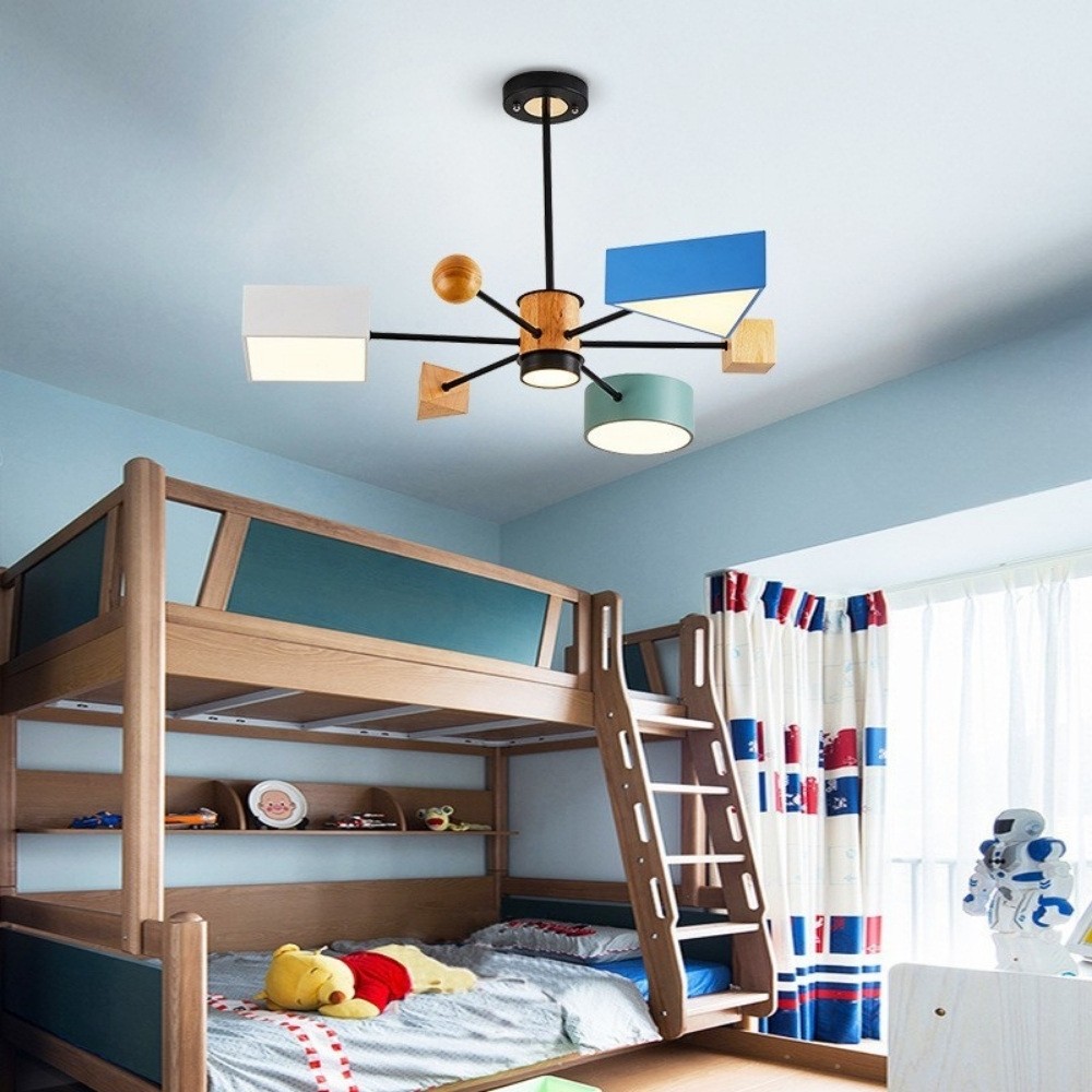Colorful Wood Blocks 4 Lights Chandelier K937