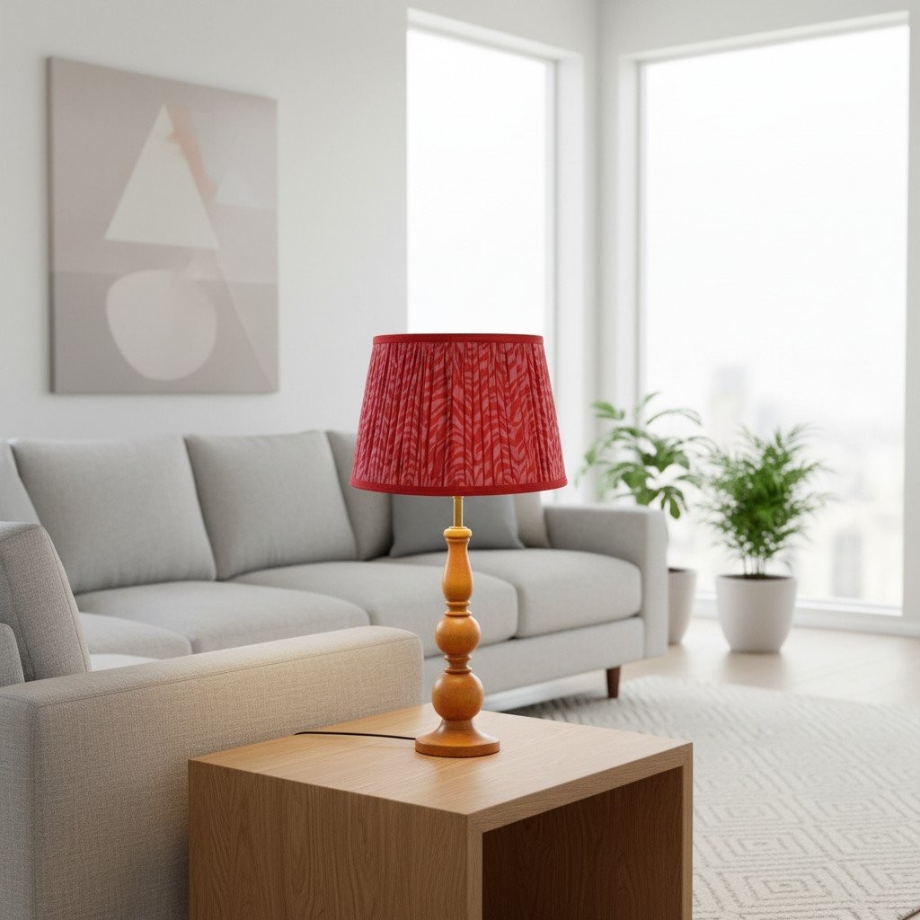 Grainora Wooden Base Fabric Shade Table Lamp - Modern Style for Living Room and Bedroom K2145