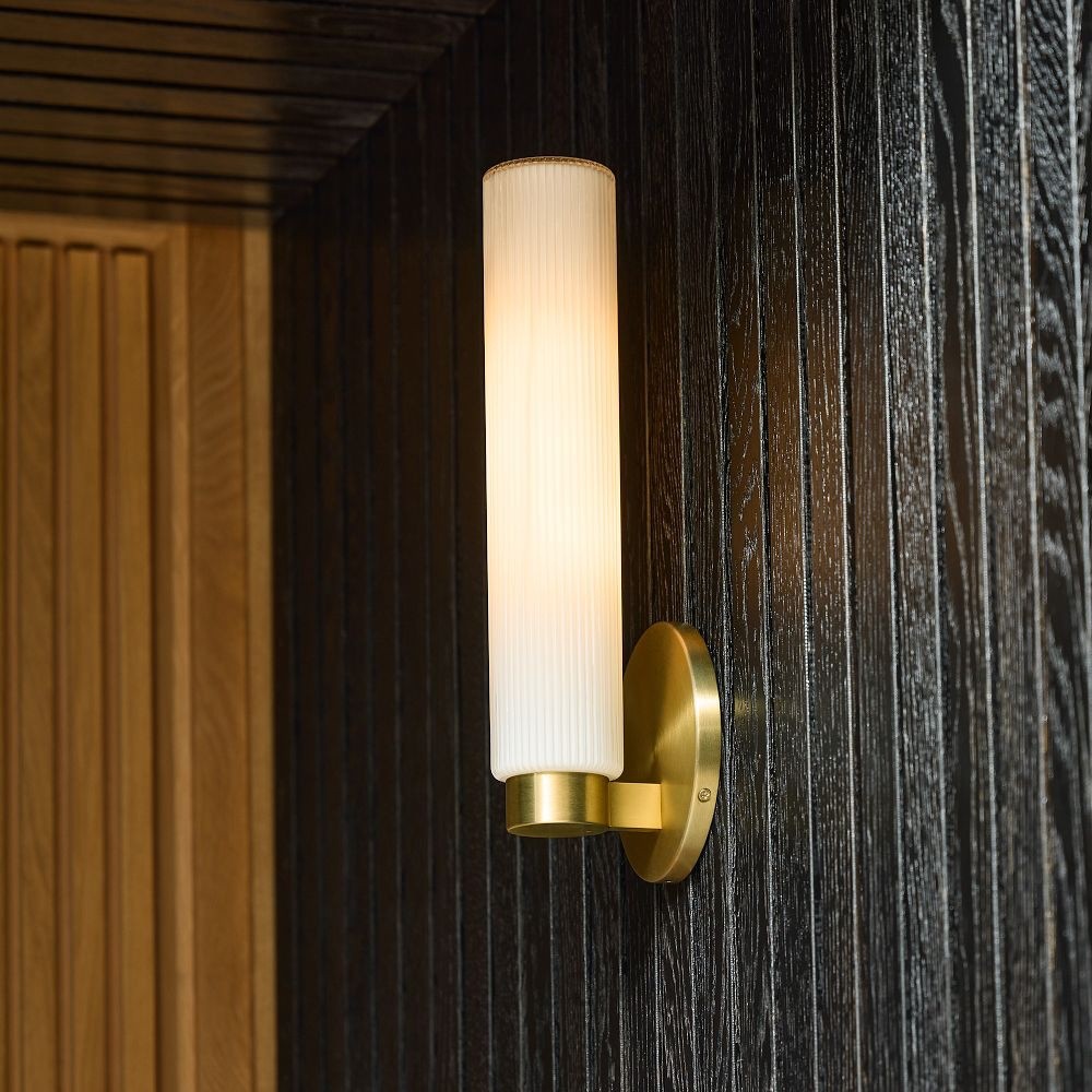 Rivora Fluted Glass Indoor Outdoor Sconce - Modern Wall Light for Home Decor K1337