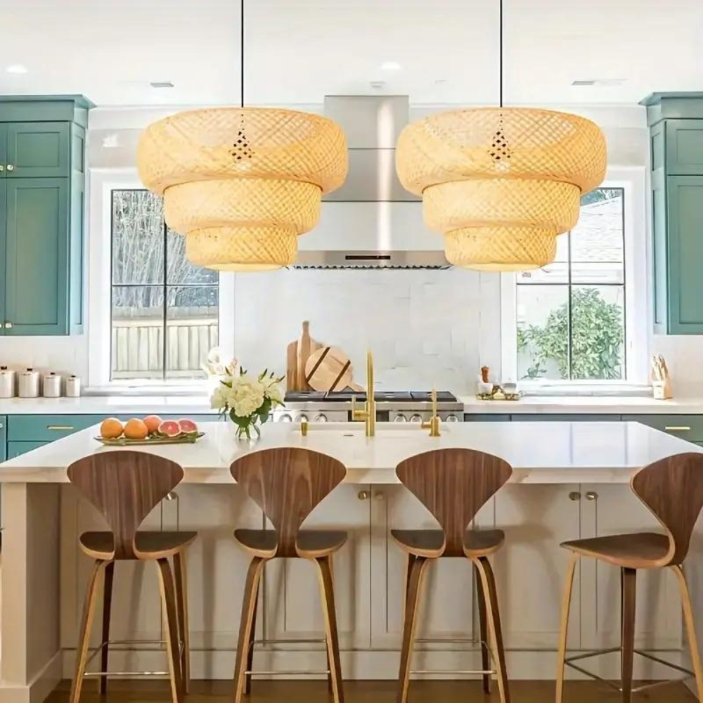 Boho Bamboo Pendant Light Fixture D897