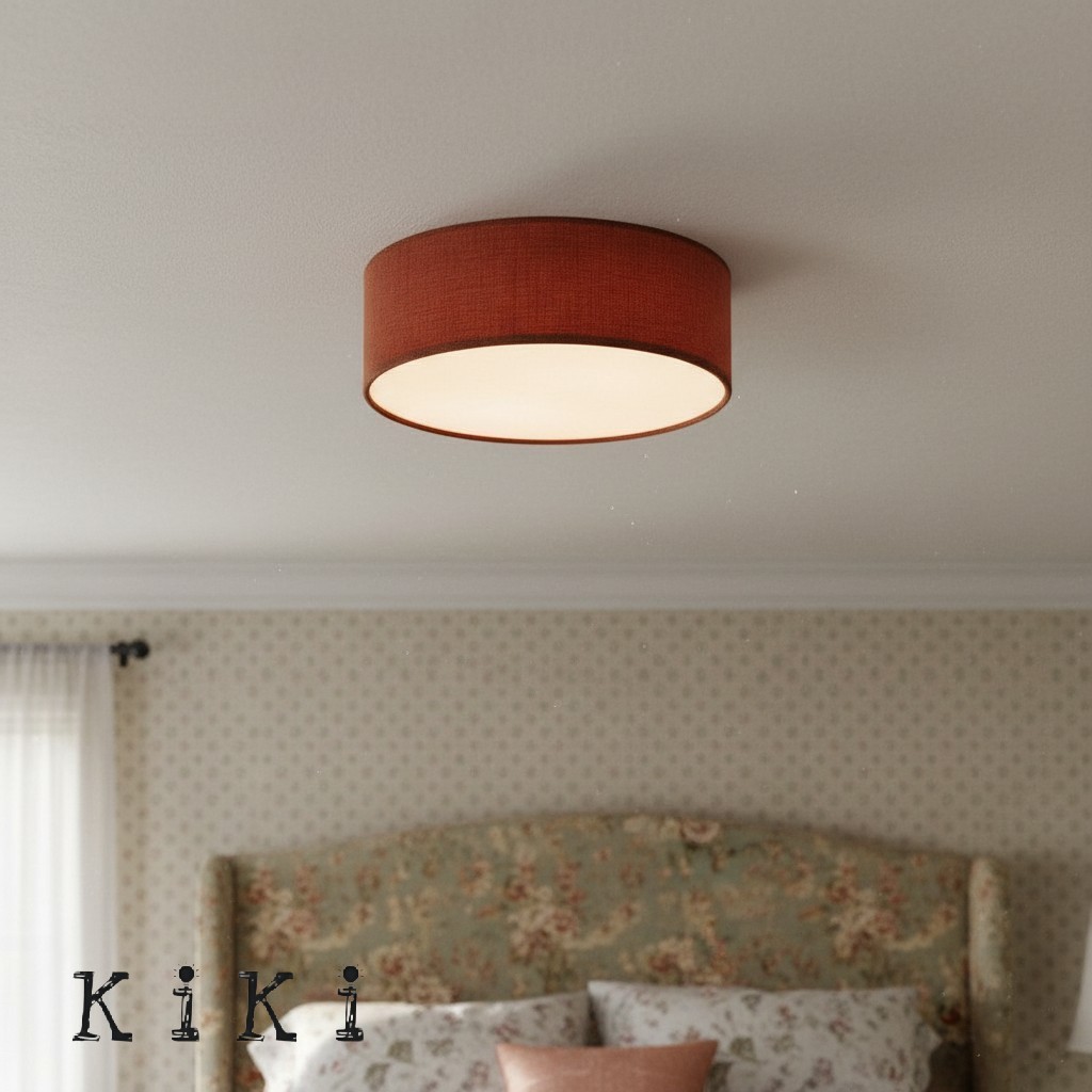 Dumora Elegant Linen Drum Flushmount – Modern Ceiling Light for Every Room K1289