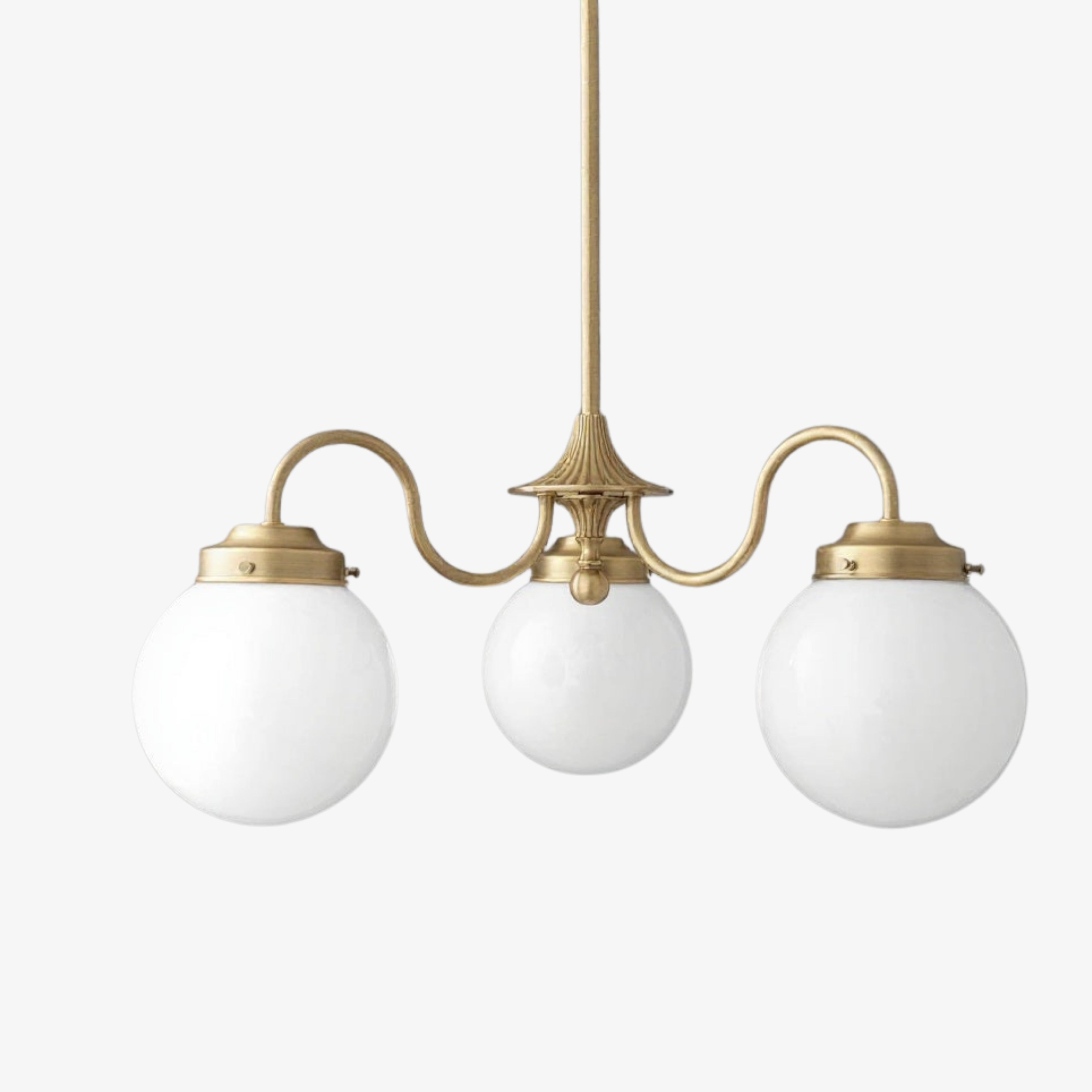 Glorica Glass Vintage Globe Chandelier - Brass 3-Light Frosted Glass Hanging Fixture K1496