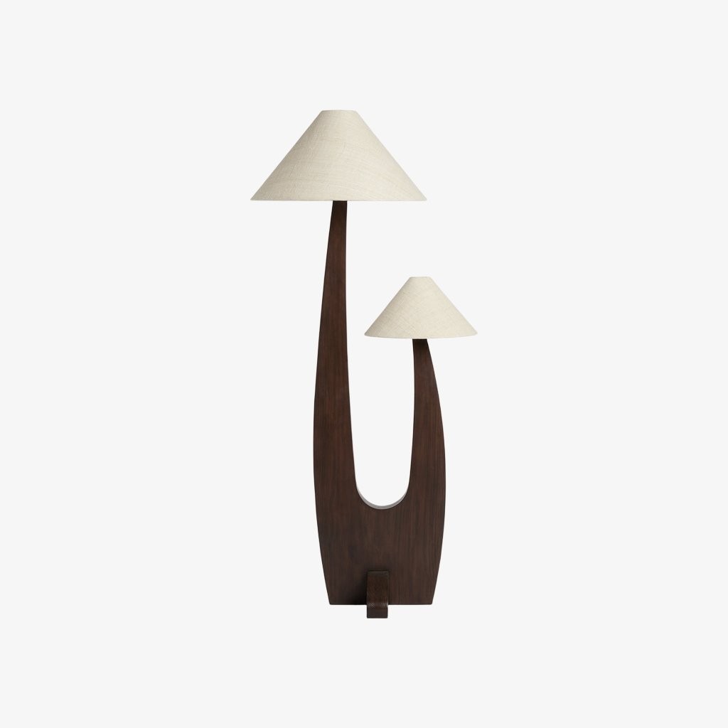 Cordove Arc Floor Lamp - Modern Organic Solid Wood & Fabric for Living Rooms K1648