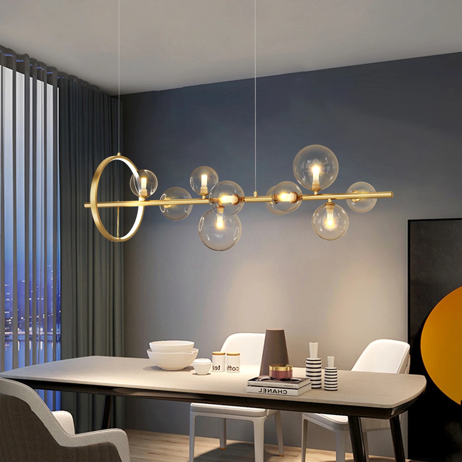 Linear Glass Globe Circle Island Pendant Lamp K124
