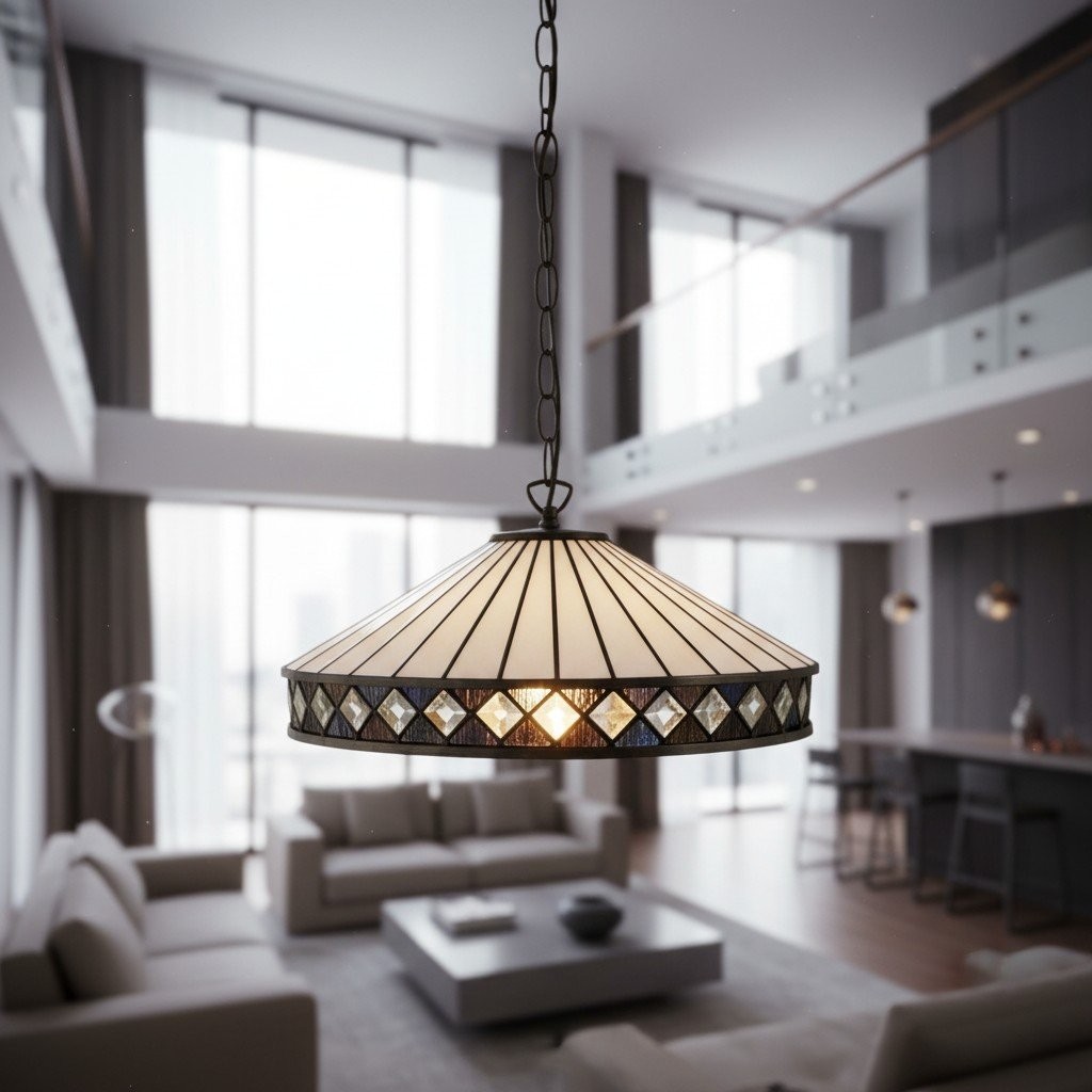 TF Fargo Pendant Light - Tiffany Style Lighting with an Art Deco Shade and Adjustable Chain K1938