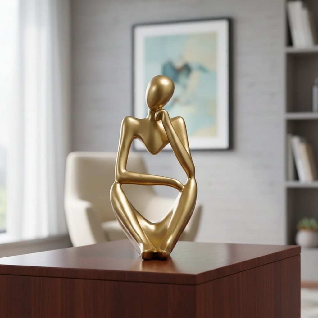 Floxo Artistic Desk and Shelf Figurine - Thinker and Lazy Dog Design for Bookshelves and Tables K2361