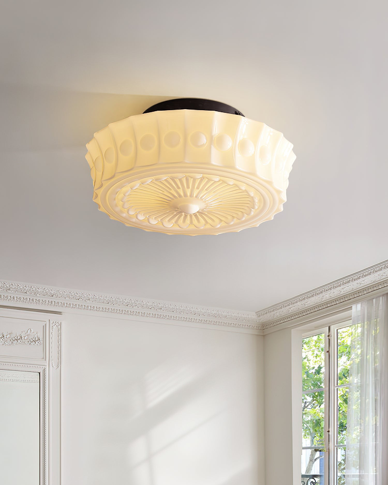 Rigidus French Vintage Glass Cream Style Ceiling Light K431