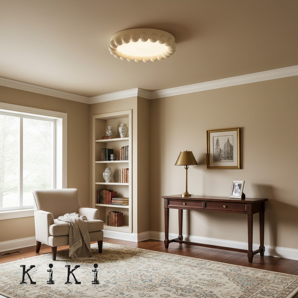Minori Cream Art Deco LED Ceiling Lamp - Minimalist Round Design For Various Spaces K172