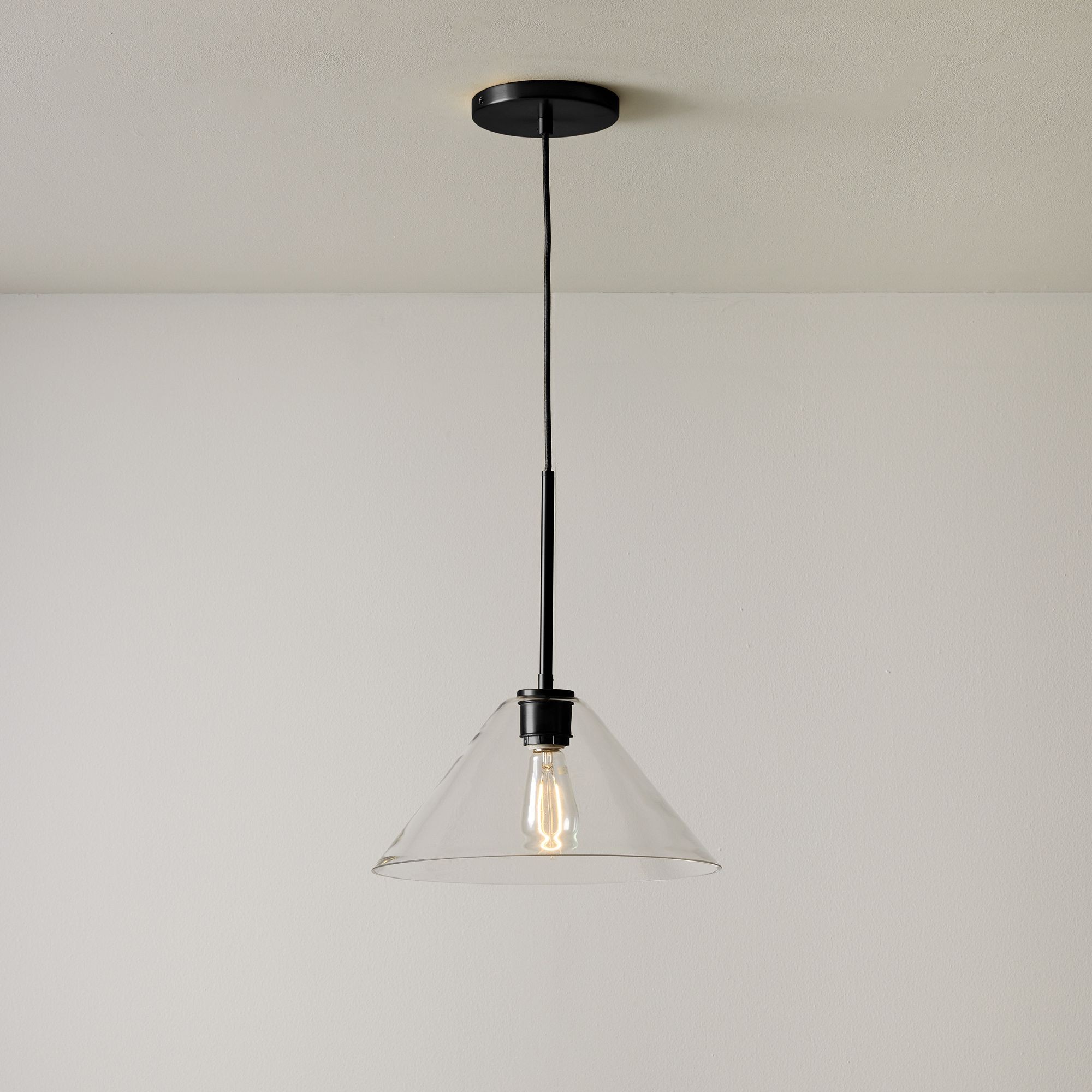 Conica Modern Glass Cone Pendant Light - Minimalist Hanging Lamp for Dining Room K1338