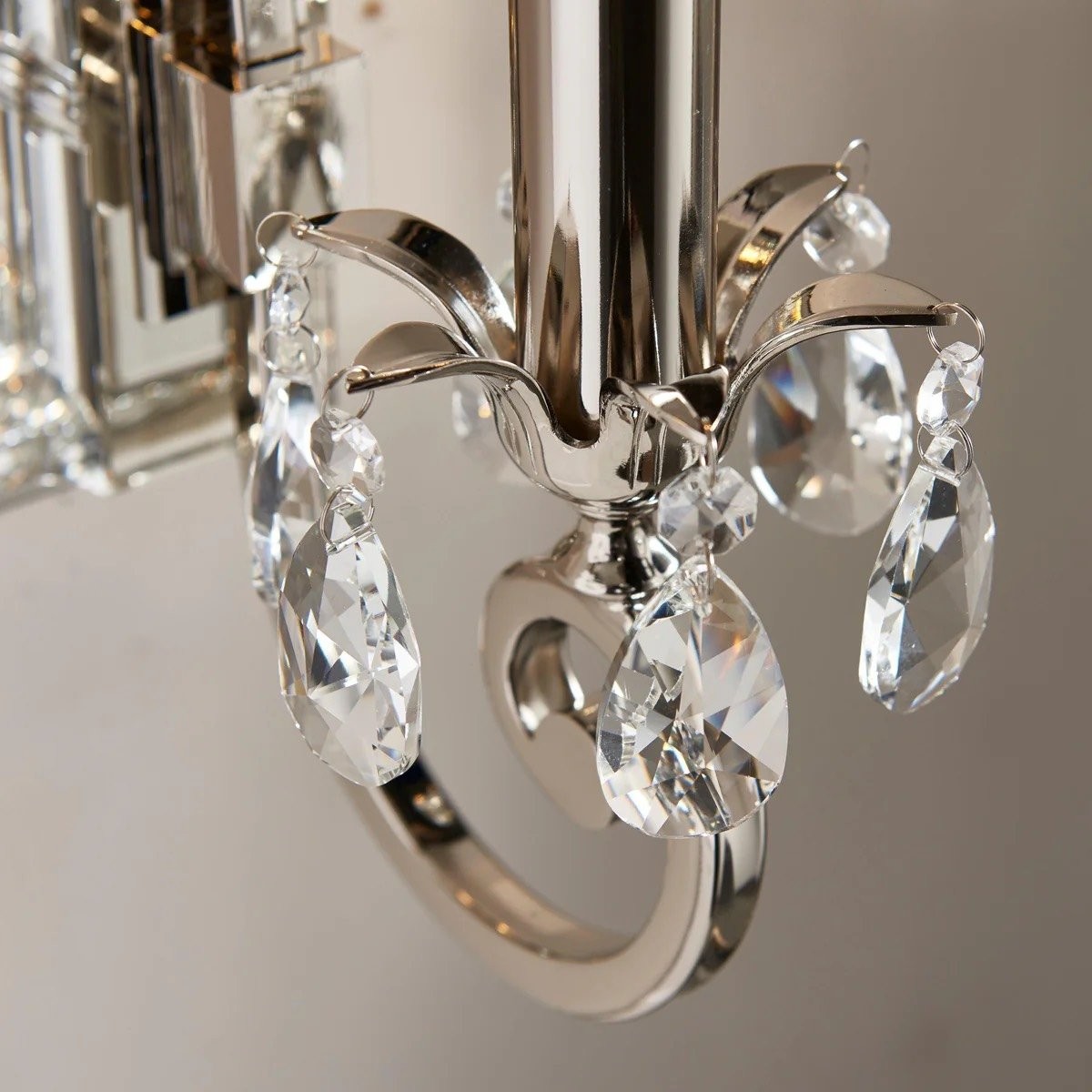 Talonis Crystal Accent Wall Light - Curved Chrome Arm Design for Living and Hallway Spaces K1953