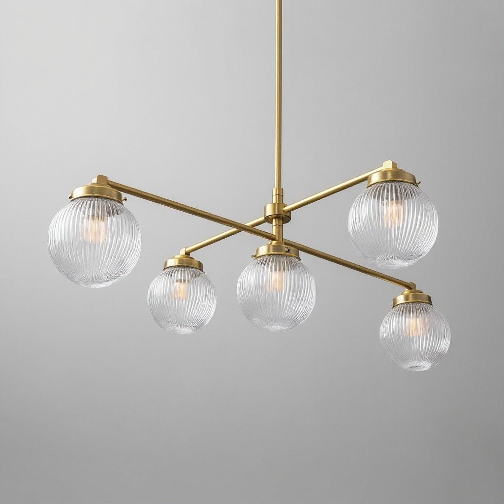 Glorica Glass Frosted Glass Globe Chandelier - Brass Modern Lighting for Living Room K1495