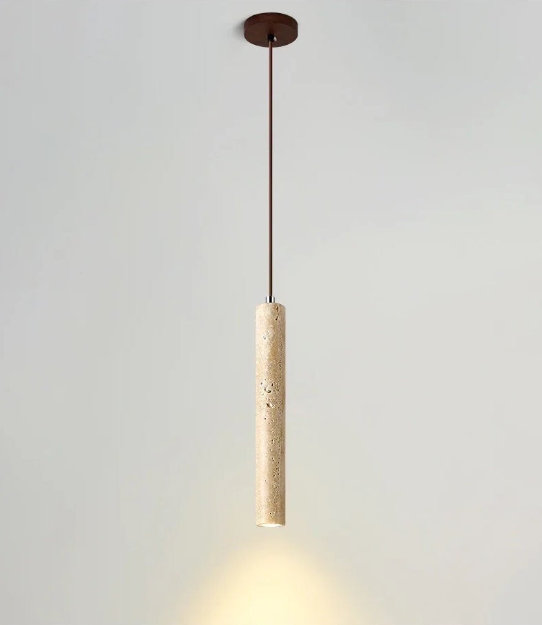 Japanese Wabi Sabi Yellow Travertine Cylinder 1-Light Pendant Light K846