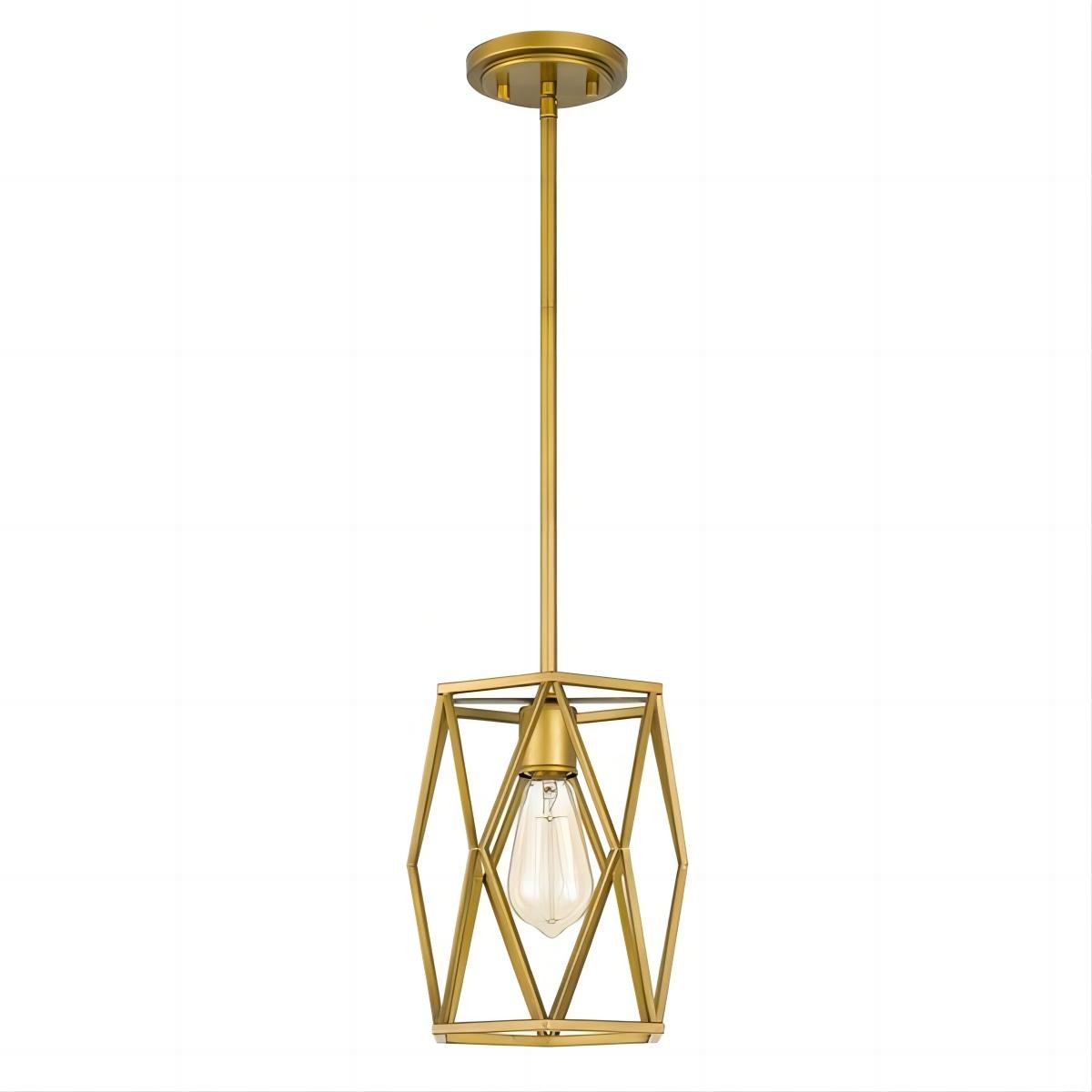 Antique Gold Cage Mini Cylinder Incandescent Pendant Lamp K102