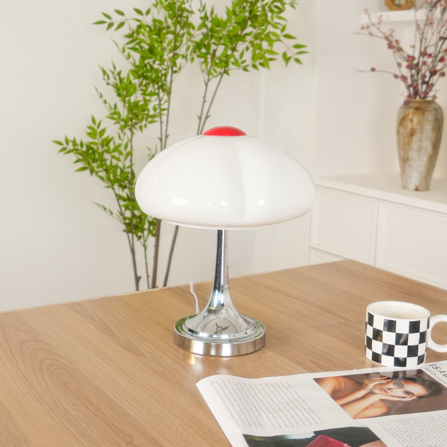 Cream Style Glass Mushroom Table Lamp K706