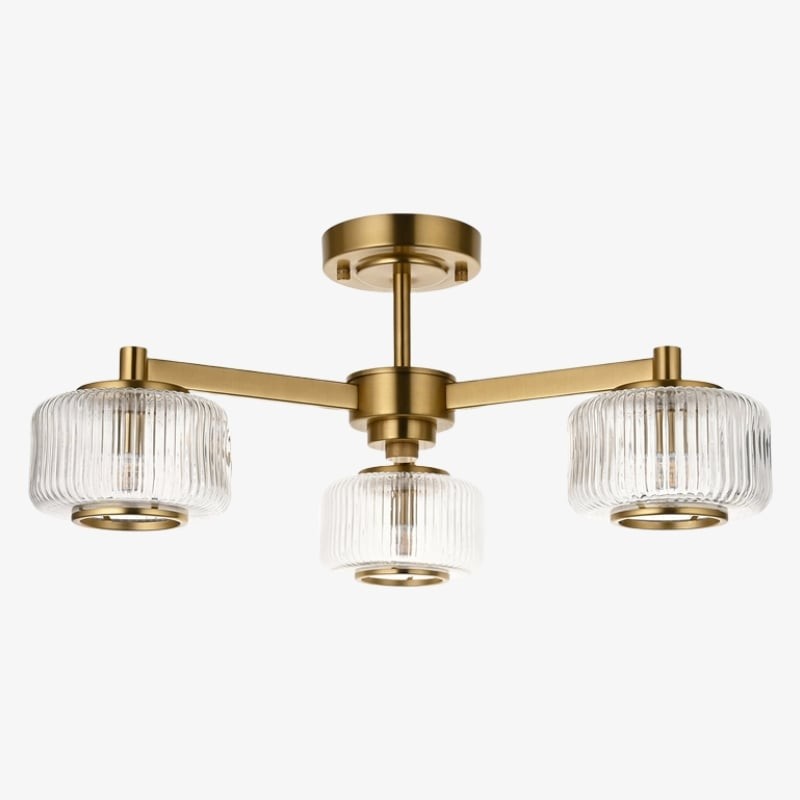 Canovus Chandelier with Ribbed Glass - Industrial Metal Living Room Light K1999