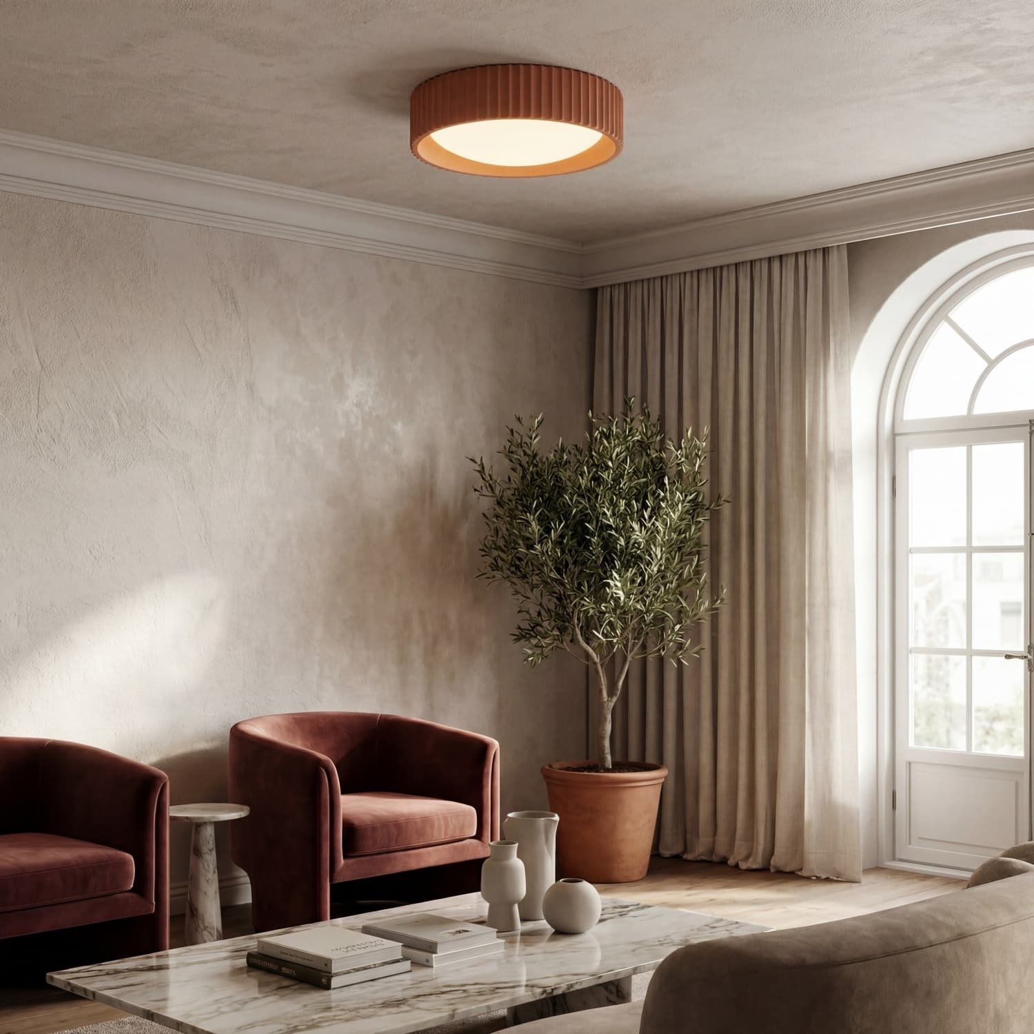 Acrion Modern Round Acrylic Flush Mount Ceiling Lamp - Minimalist Fixture for Living Room K2348