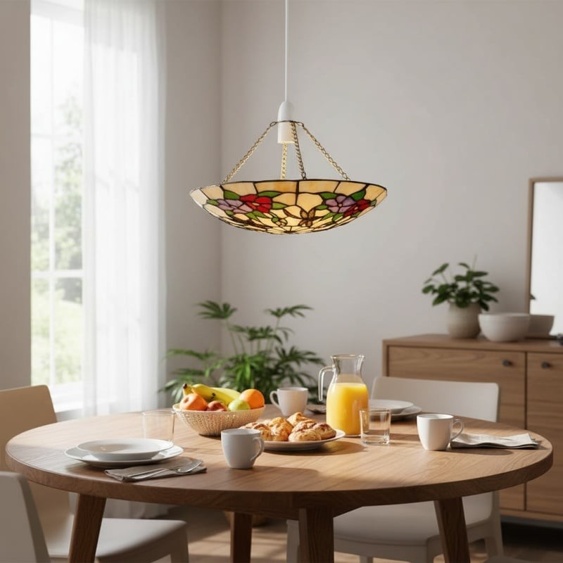 TF Butterfly Pendant Lamp - Decorative Stained Glass Pendant Light K1798