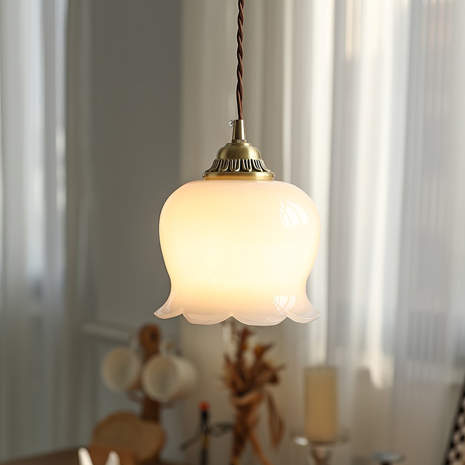 Traditional Glass Flower Pendant Lamp K736