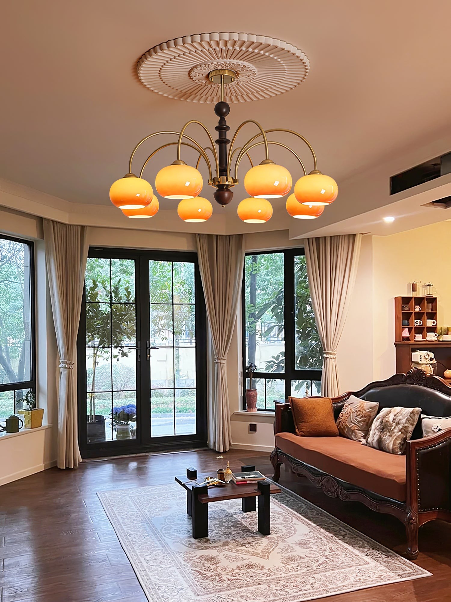 Vintage Bauhaus Persimmon Chandelier K632