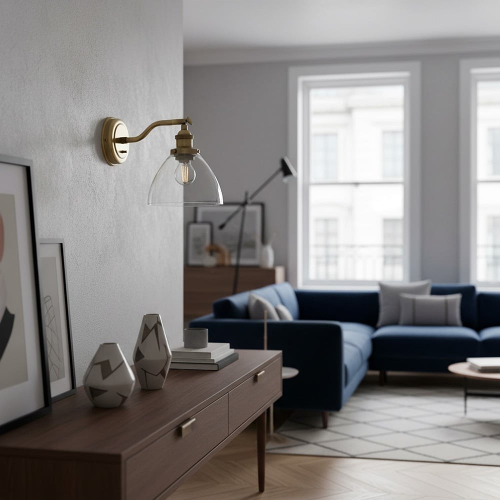 Adjustable Hansen Brass Wall Sconce - Clear Glass Design K1598
