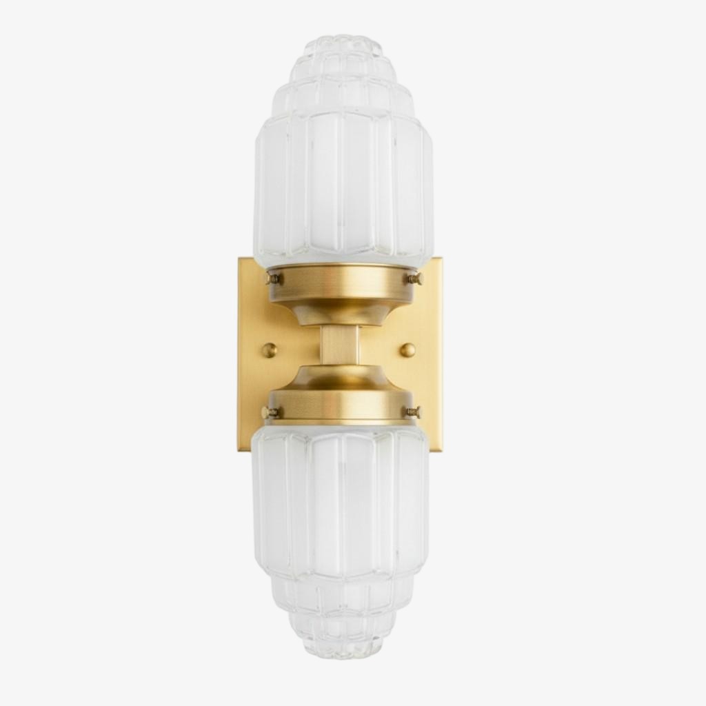 Tierlux Glass Art Deco Wall Sconce - Glass Frosted Globes with Skyscraper Globe K1471