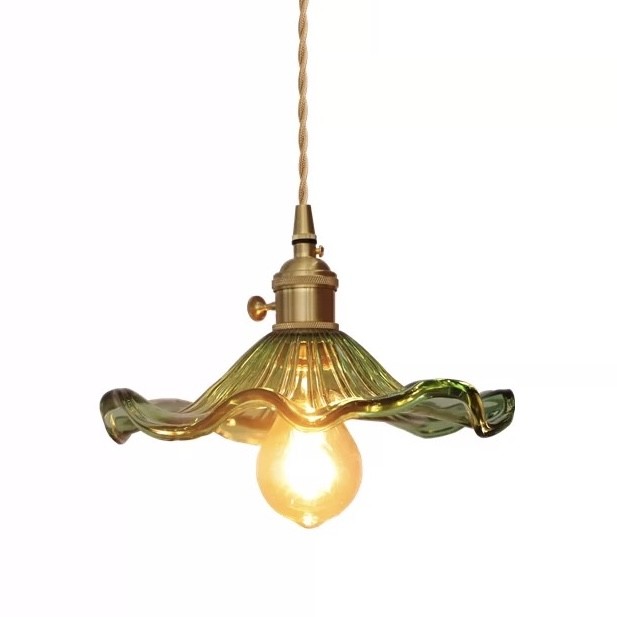 Retro Hibiscus Flower Glass Pendant Light K125