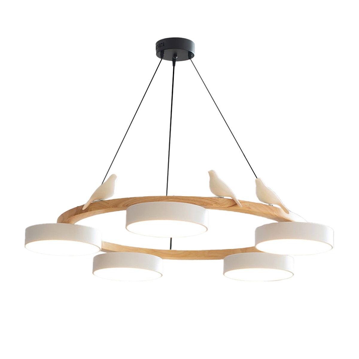 Nordic Wooden Bird Creative Round Chandelier K789