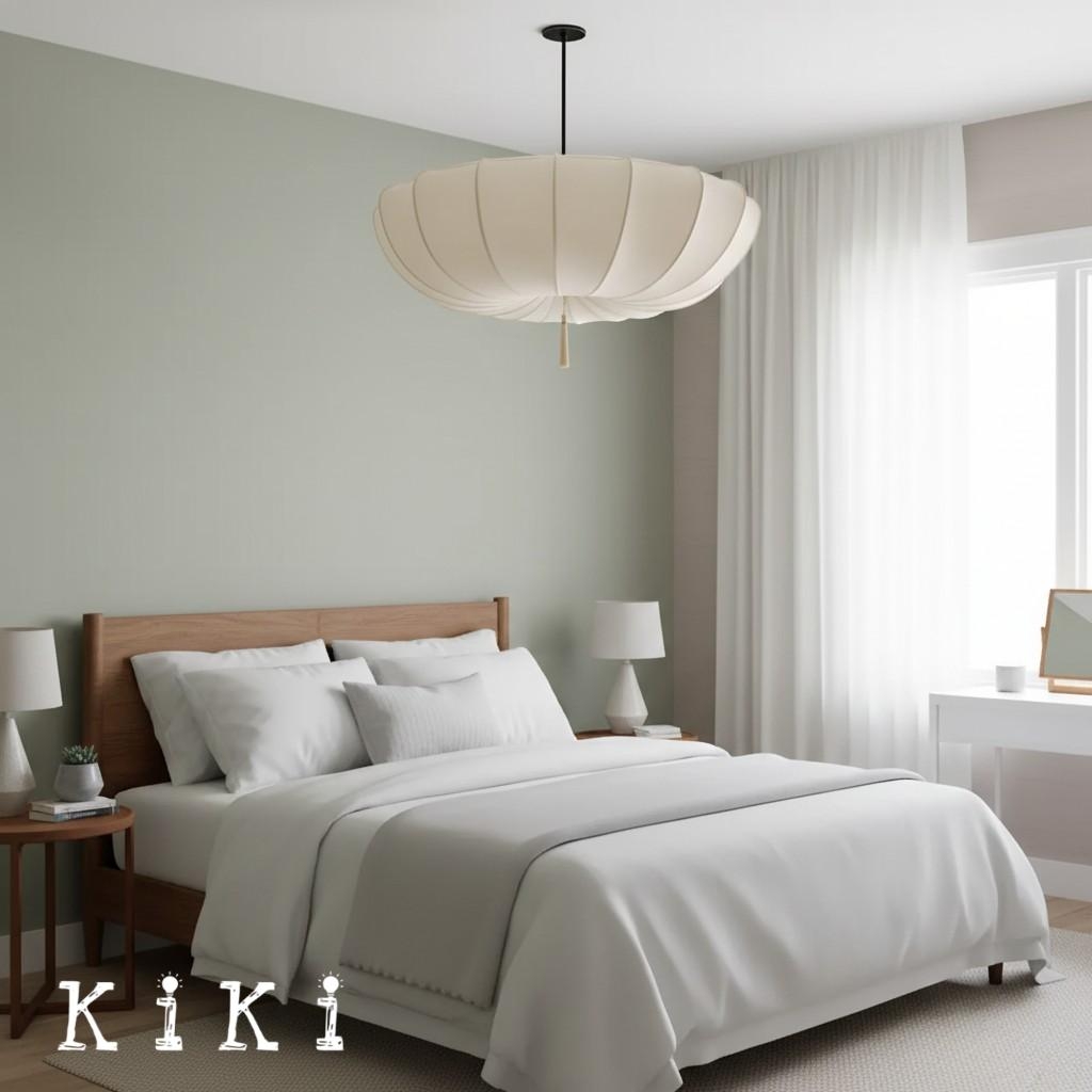 Traditional Round Fabric Shade Pendant Lamp - Elegant Fixture for Living Room K1281