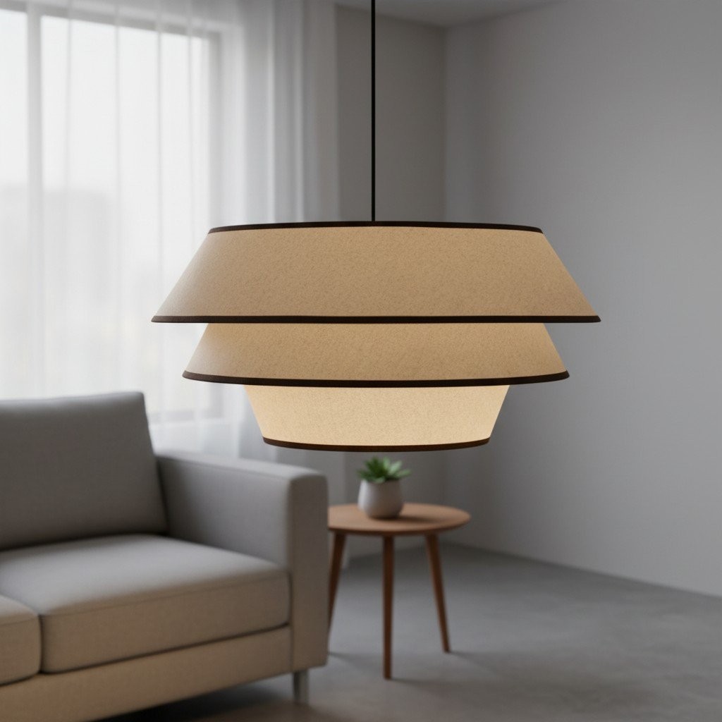 Tarivon Steel Frame Pendant with Fabric Shade - Modern Hanging Lamp for Dining Rooms K1641