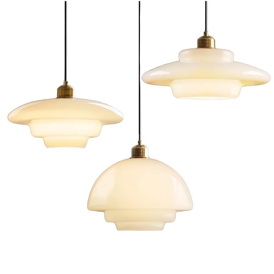 Retro Art Decor Milk Glass Pendant Light - Stylish Hanging Lamp for Dining Room K65