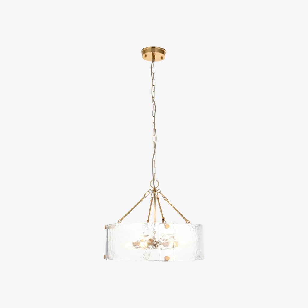 Panellux Decorative Pendant - Handcrafted Curved Glass Panels Brushed Brass Finish for Foyer K1926