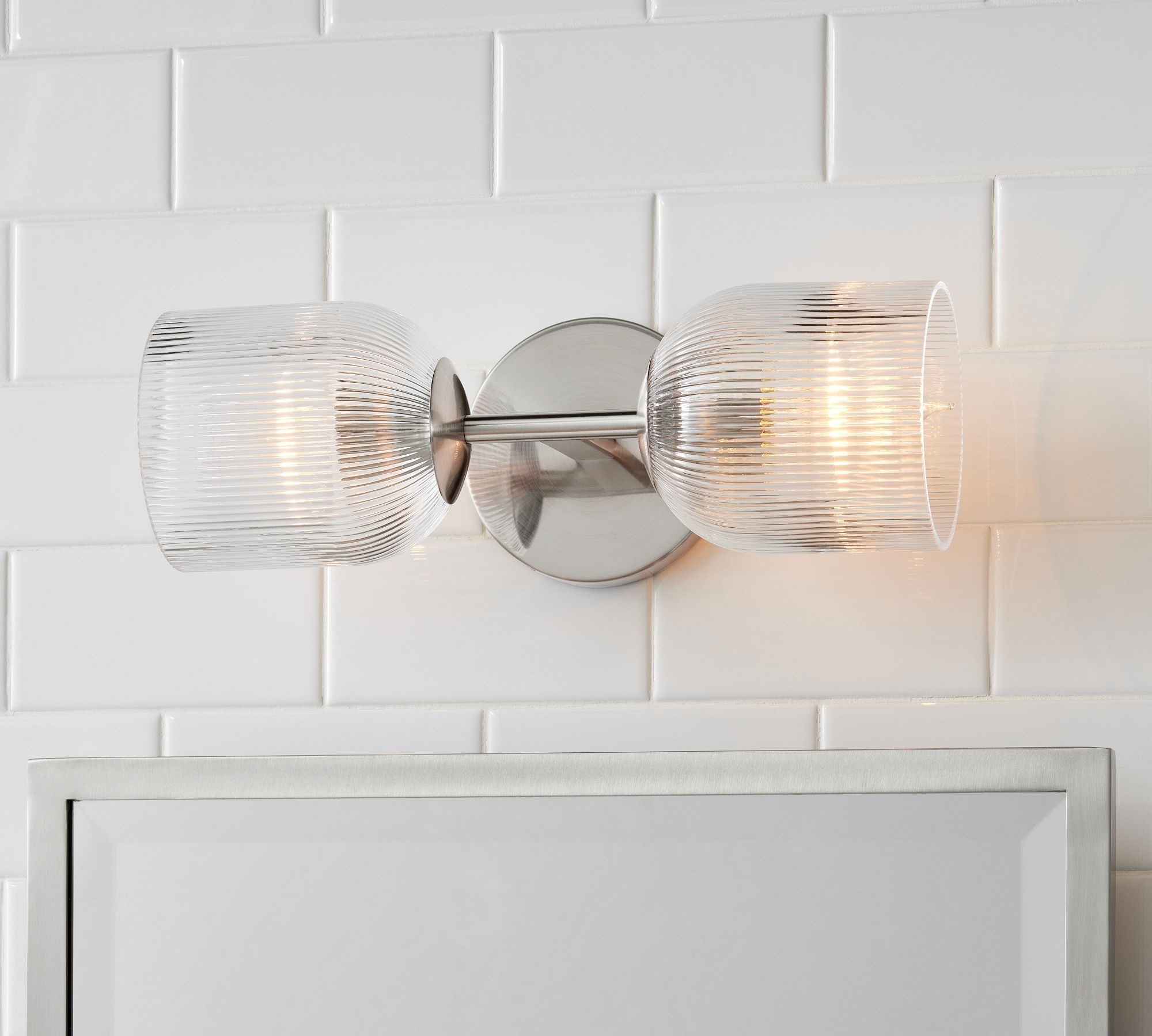 Bravira Ribbed Glass Wall Sconce - Wall Light for Living Room and Hallway K1326