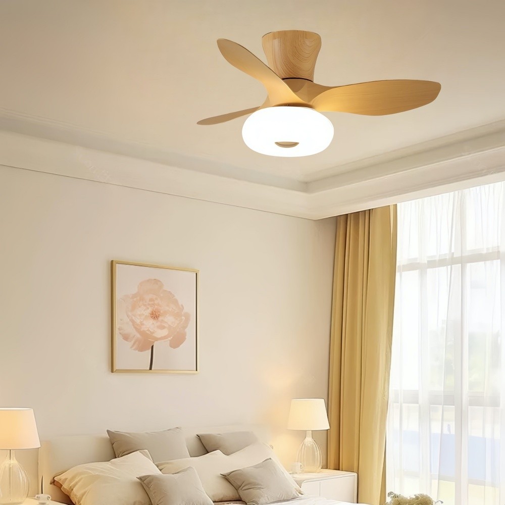 Modern Cream Quiet Led Ceiling Fan Light For Bedroom K1113