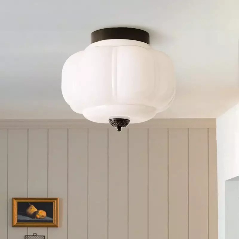 Eloise Retro Milk Glass Semi Flush Mount Ceiling Light K868