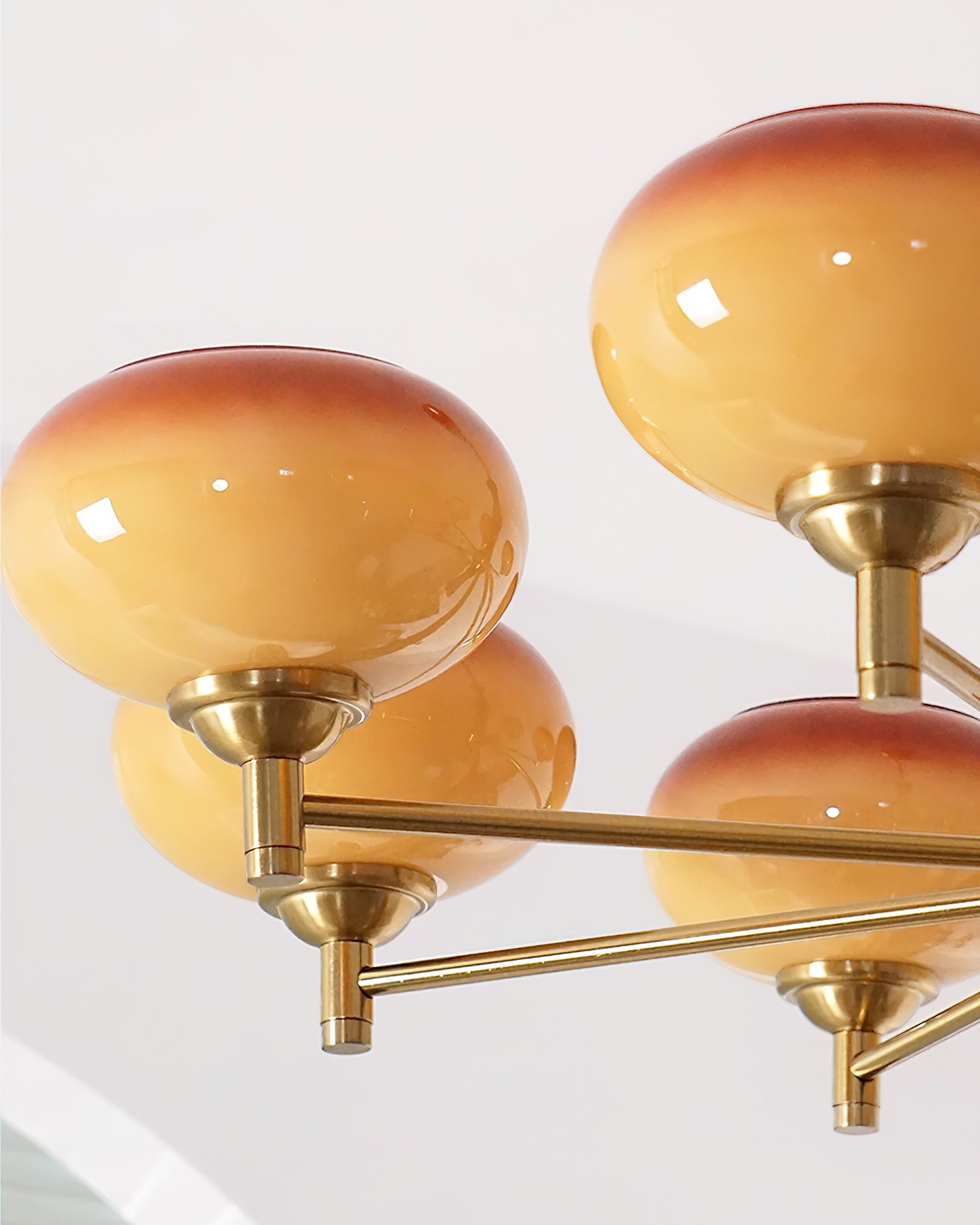 Vintage Mid Century Persimmon Glass Chandelier K757
