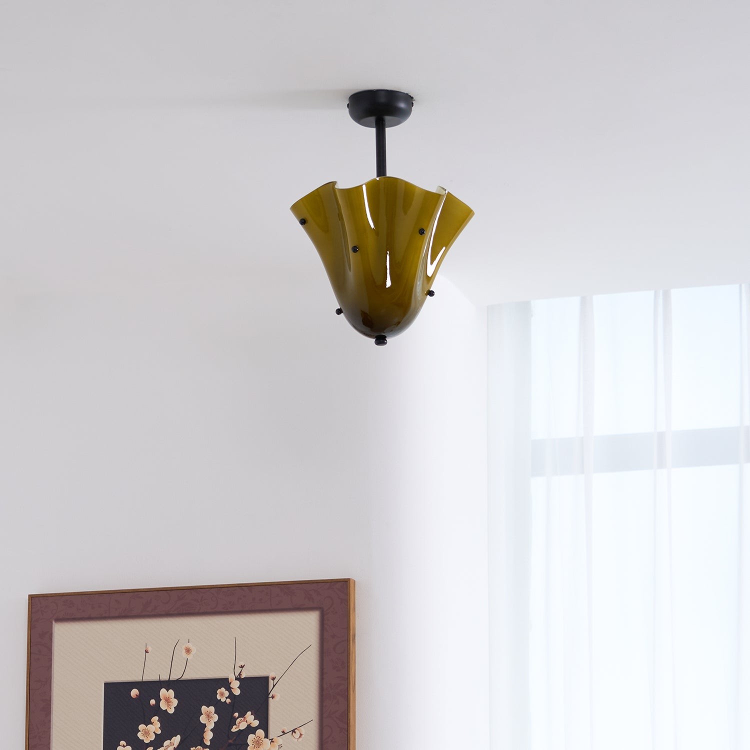 Bellina Glass Flush Mount – Artistic Fazzo Ceiling Lamp for Bedroom or Hallway K1133