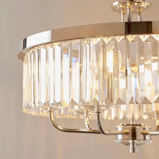 Beveline 6 Light Round Pendant - Cut Glass Shades Elegant Metal Frame for Dining Kitchen Island K1839