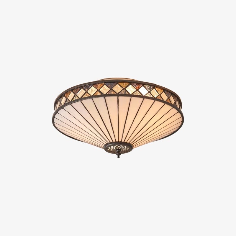 TiffStar Art Glass Ceiling Light - Vintage Style Flush Mount for Living Room K1786