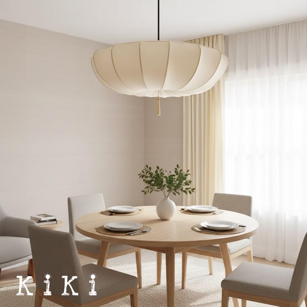 Traditional Round Fabric Shade Pendant Lamp - Elegant Fixture for Living Room K1281